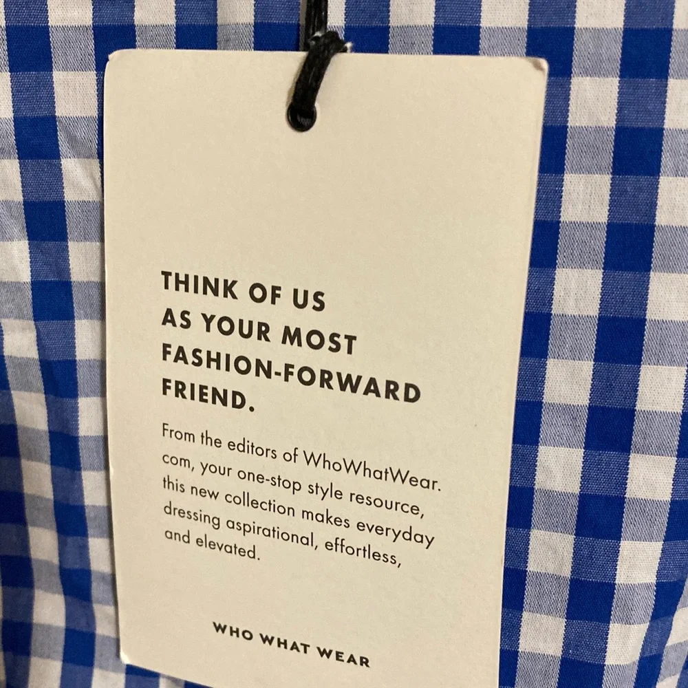 Who What Wear Blue Gingham Women's L Top - Picture 3 of 4